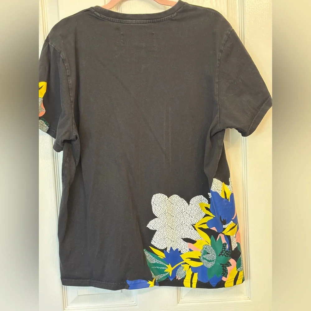 Adidas Her Studio London Black Tee with Colorful Floral Design Women’s Size L - Picture 3 of 8